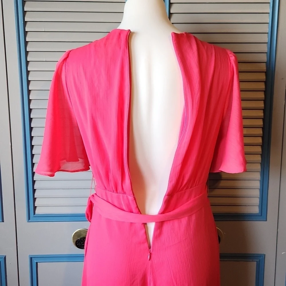 DKNY Pink Wrap Style Dress with Flowy Sleeves - Picture 10 of 12